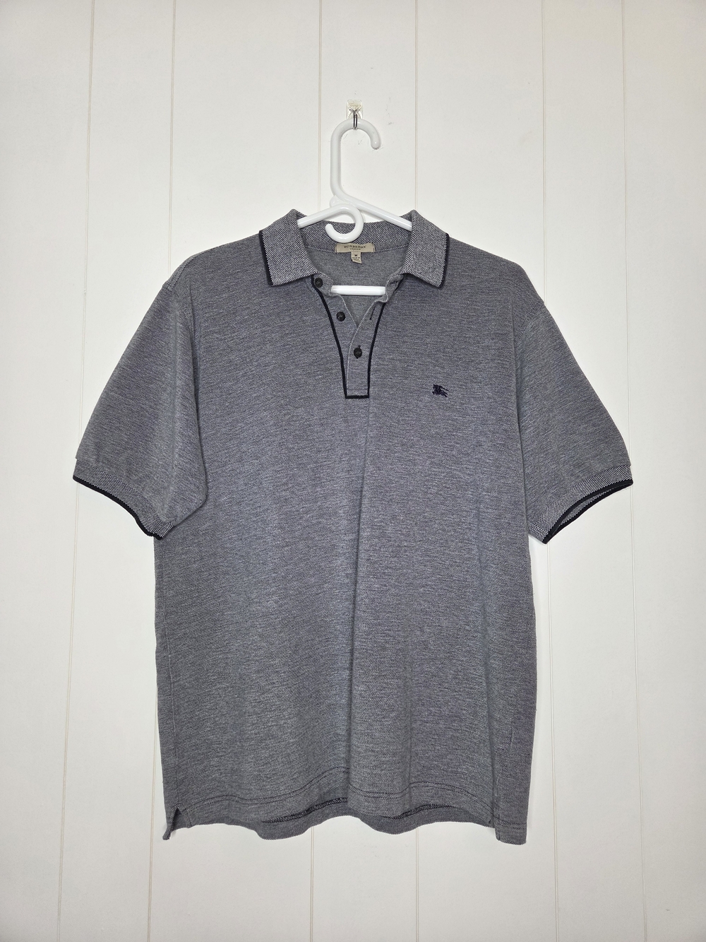 Burberry Men's Navy Blue Logo Short Sleeve Polo Shirt Size Medium 100% Cotton